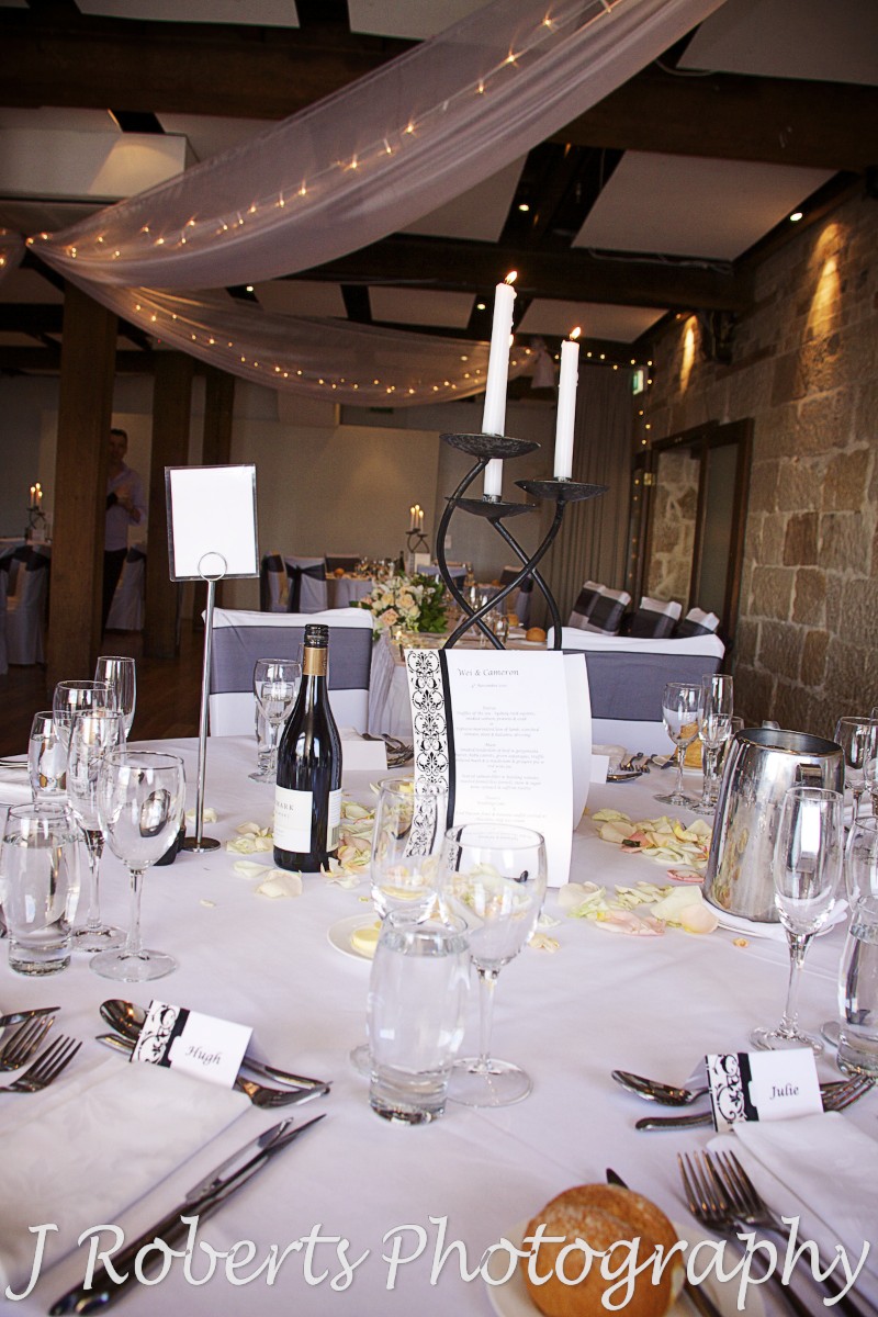 Table centres and room set up Wolfies Grill Sydney - wedding photography sydney